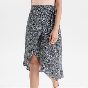 leopard print wrap midi skirt